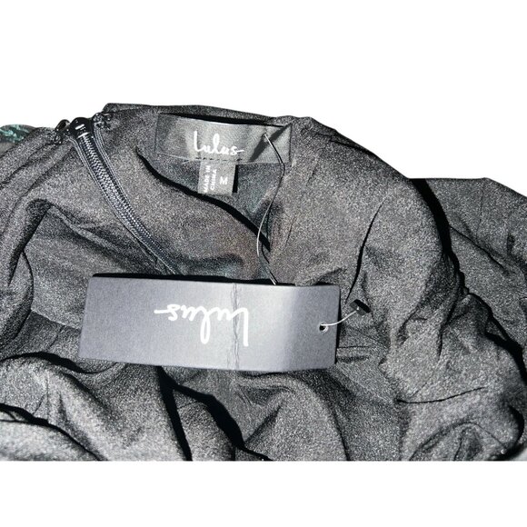 Lulus Majorly Fabulous Black and Emerald Trumpet Midi Dress Sz Medium Black & Gr - Picture 10 of 16